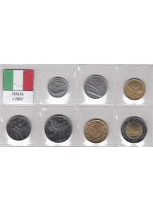1986 - Serietta di 7 monete tutte dell'anno 1986 in condizioni fdc